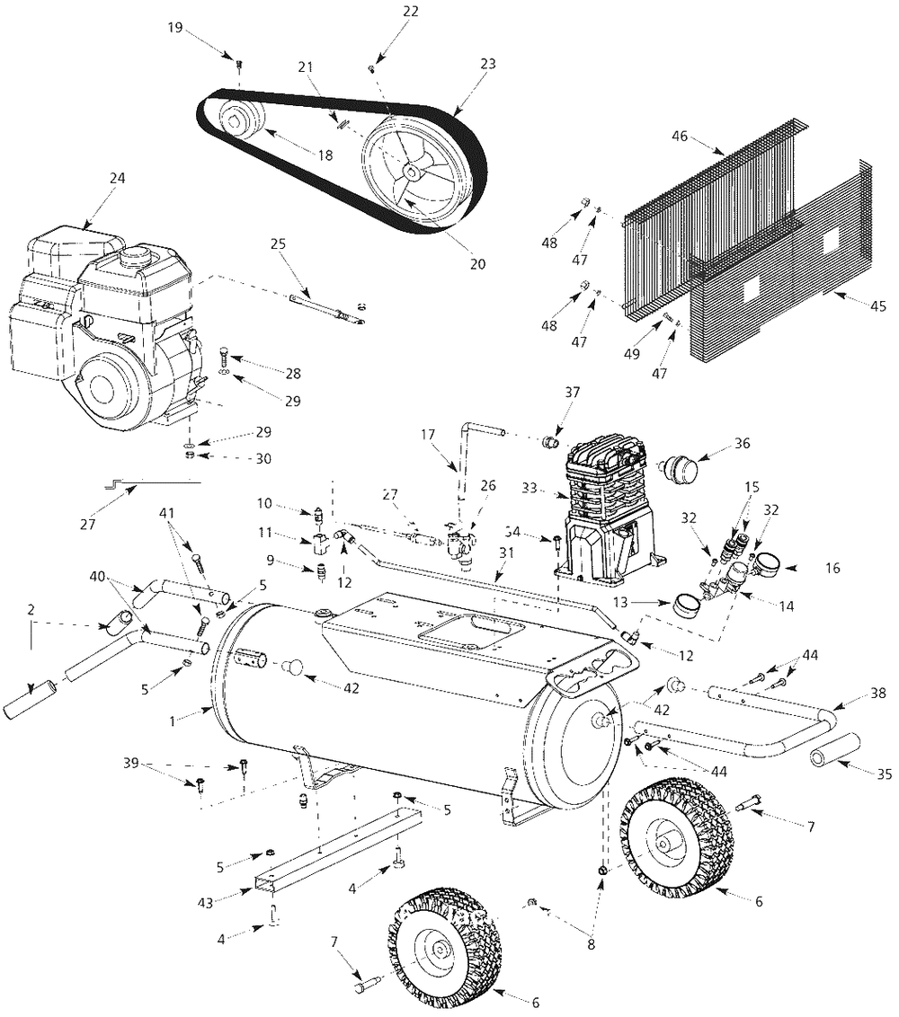 Air-Compressor Parts Diagram and Parts List for VT636000  Campbell Hausfeld Compressor